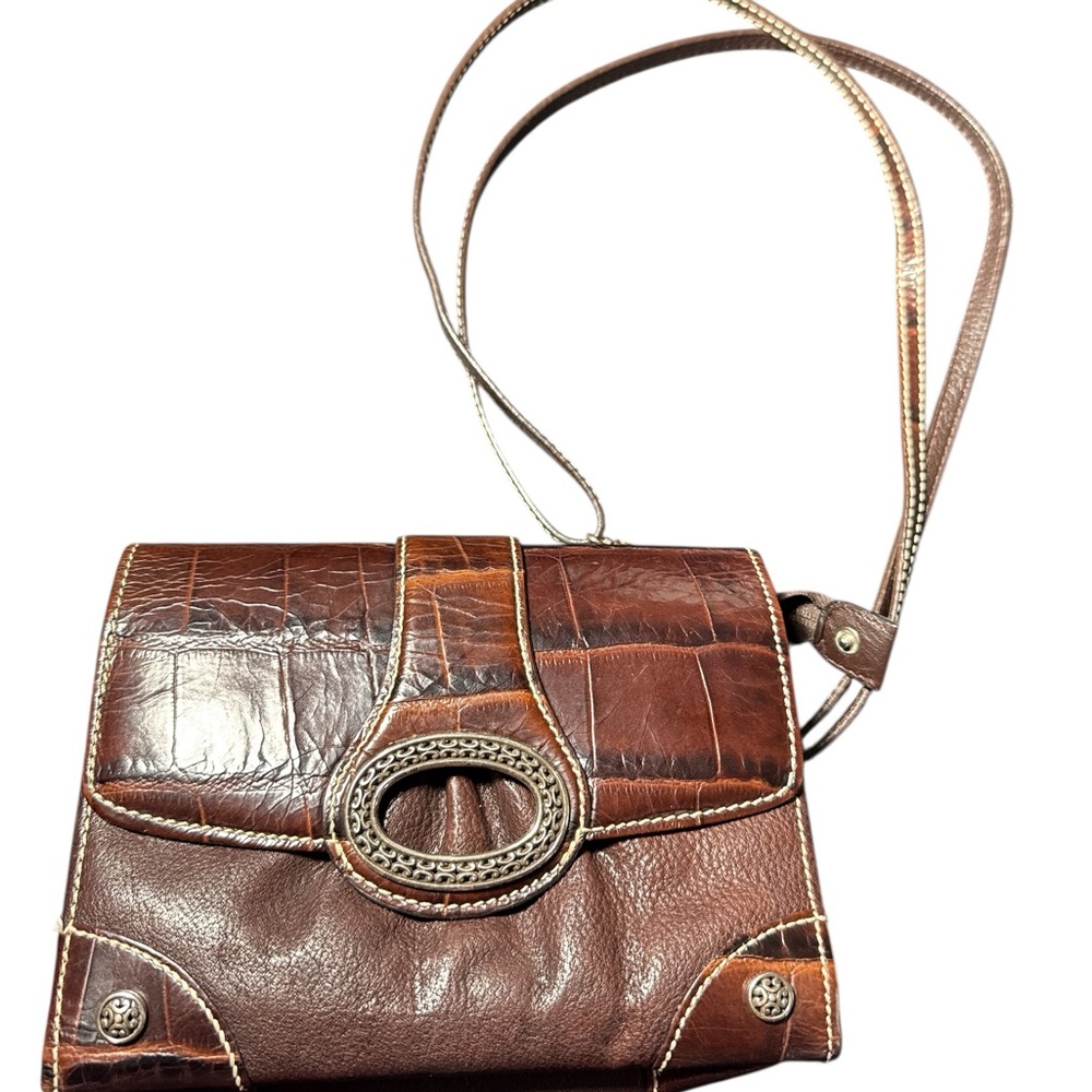 Brighton Elegant Brown Leather‎ Women's Sabrina Cross Bag Many Compartments